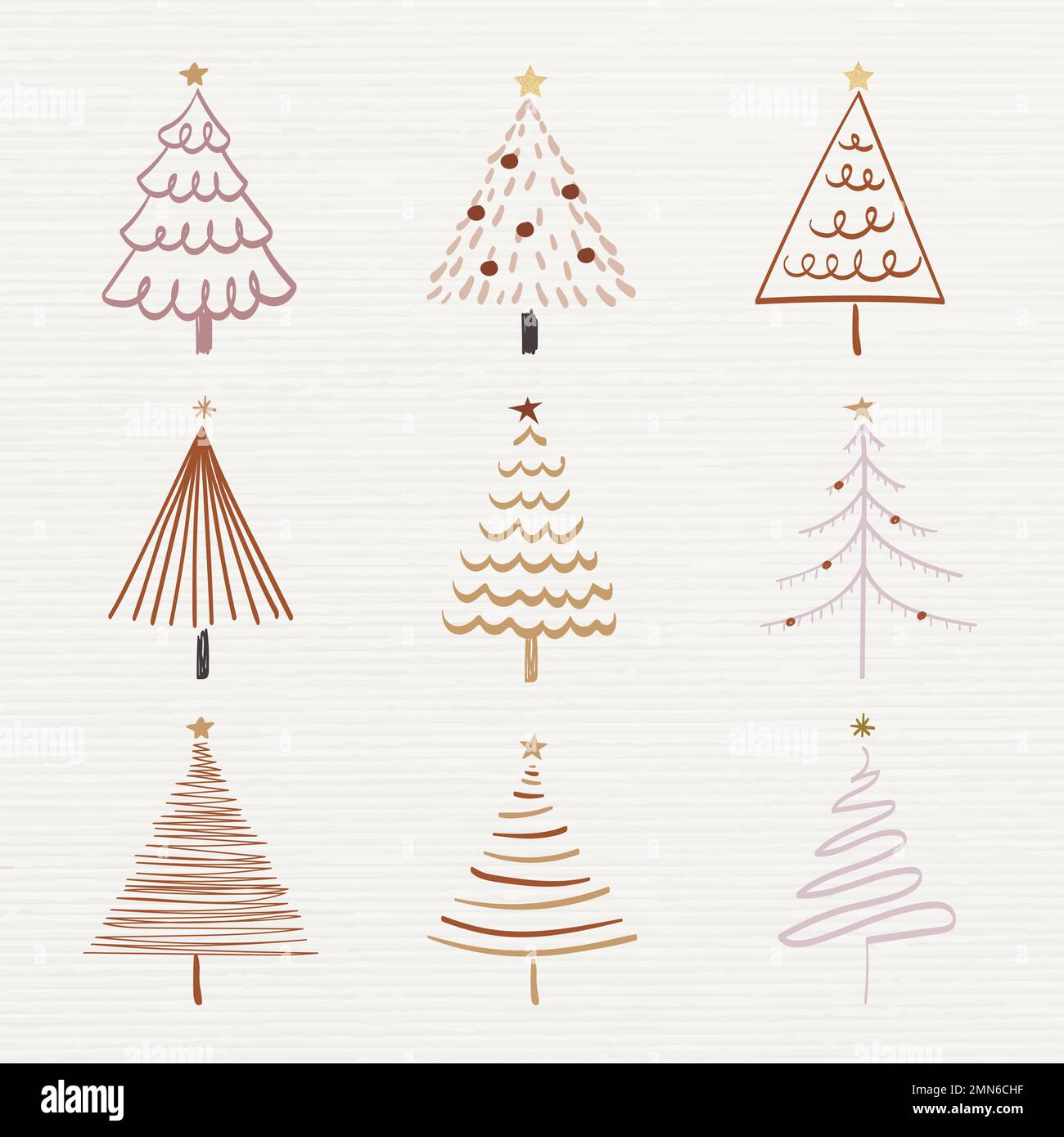 Christmas doodle sticker, cute tree and animal illustration vector ...