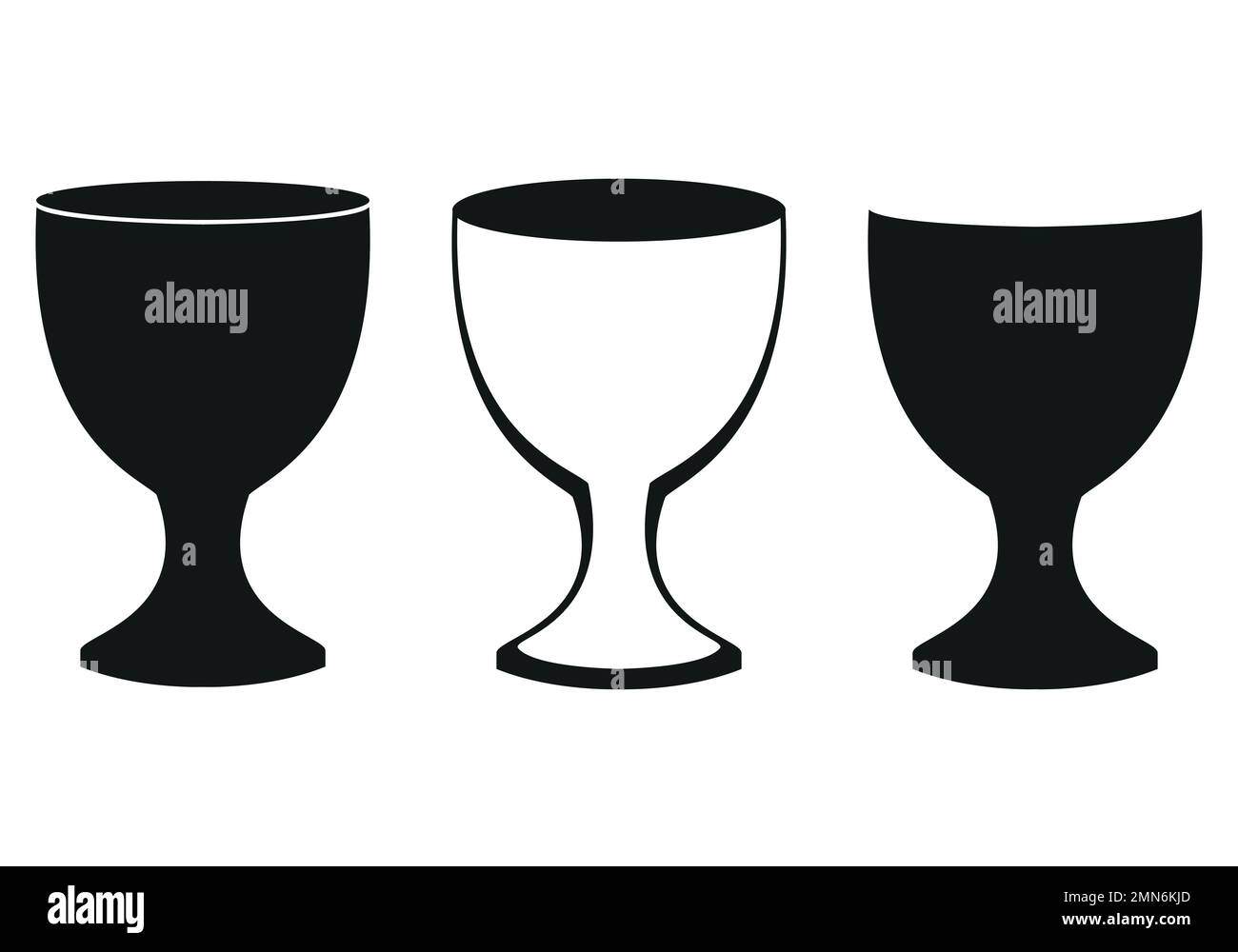chalice, set of black and white vector illustrations of a cup, white background Stock Vector