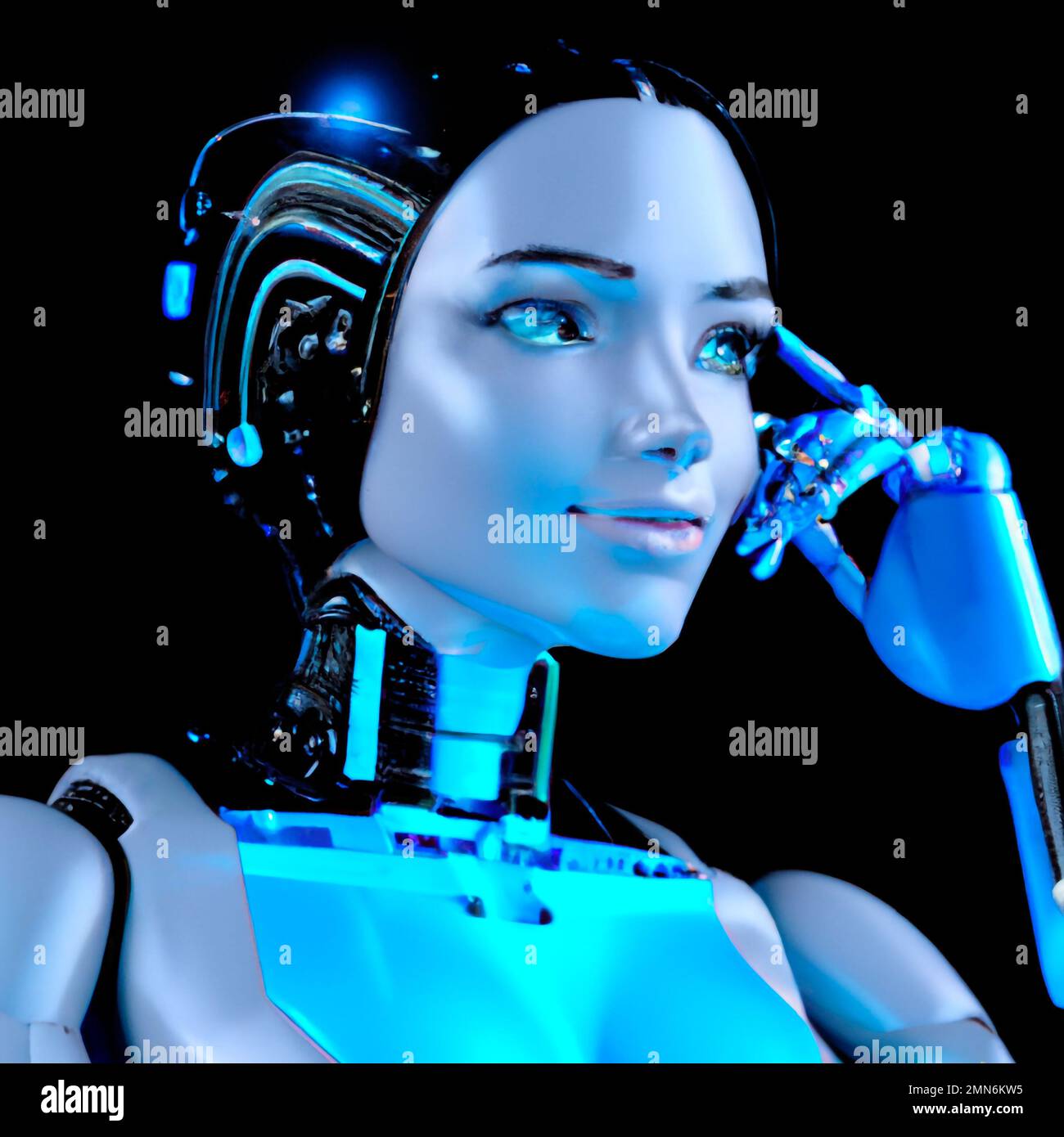 Cyber Girl humanoid robot with artificial intelligence Digital 3D