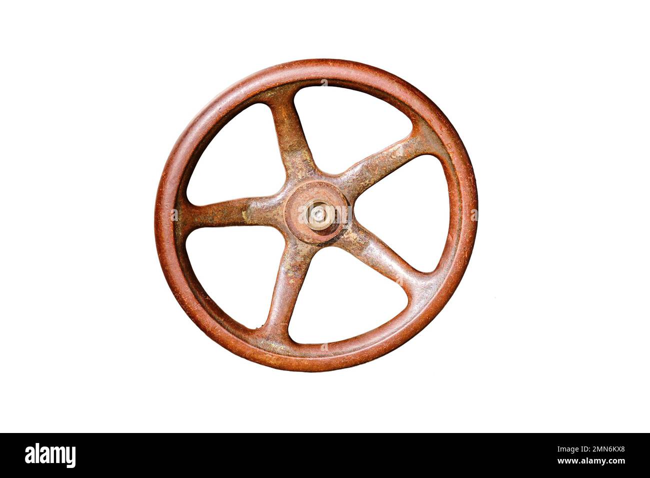 Vintage door closing mechanism, retro lock with chain and round wheel