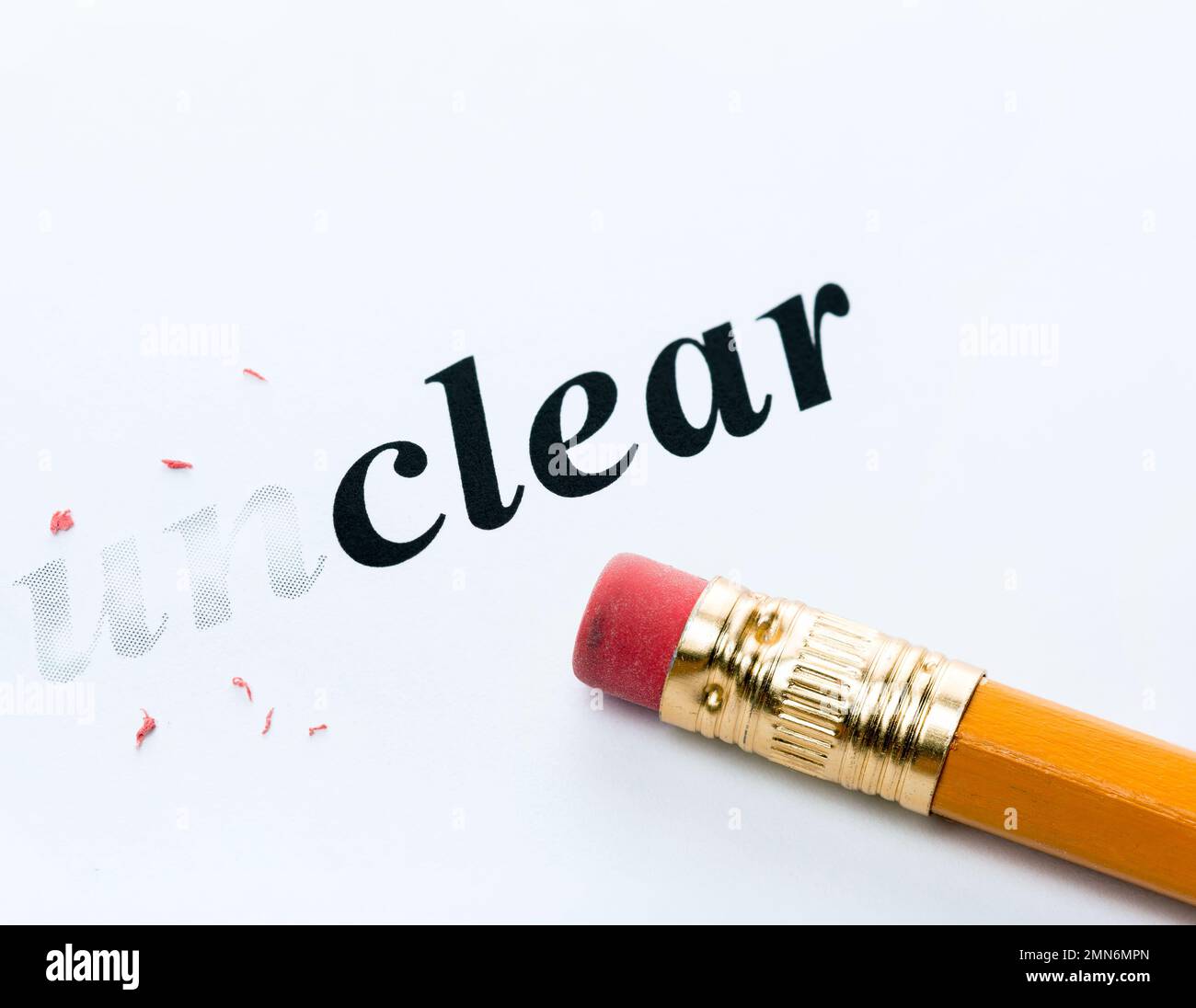 Word and pencil with eraser close-up Increased focus area Stock Photo