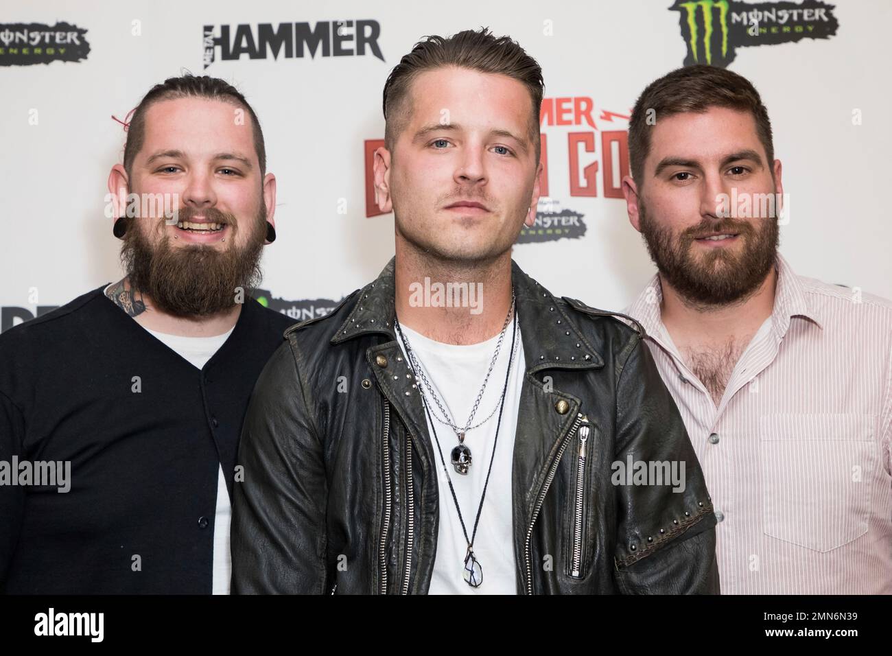 Members of music group Bury Tomorrow pose for photographers upon ...