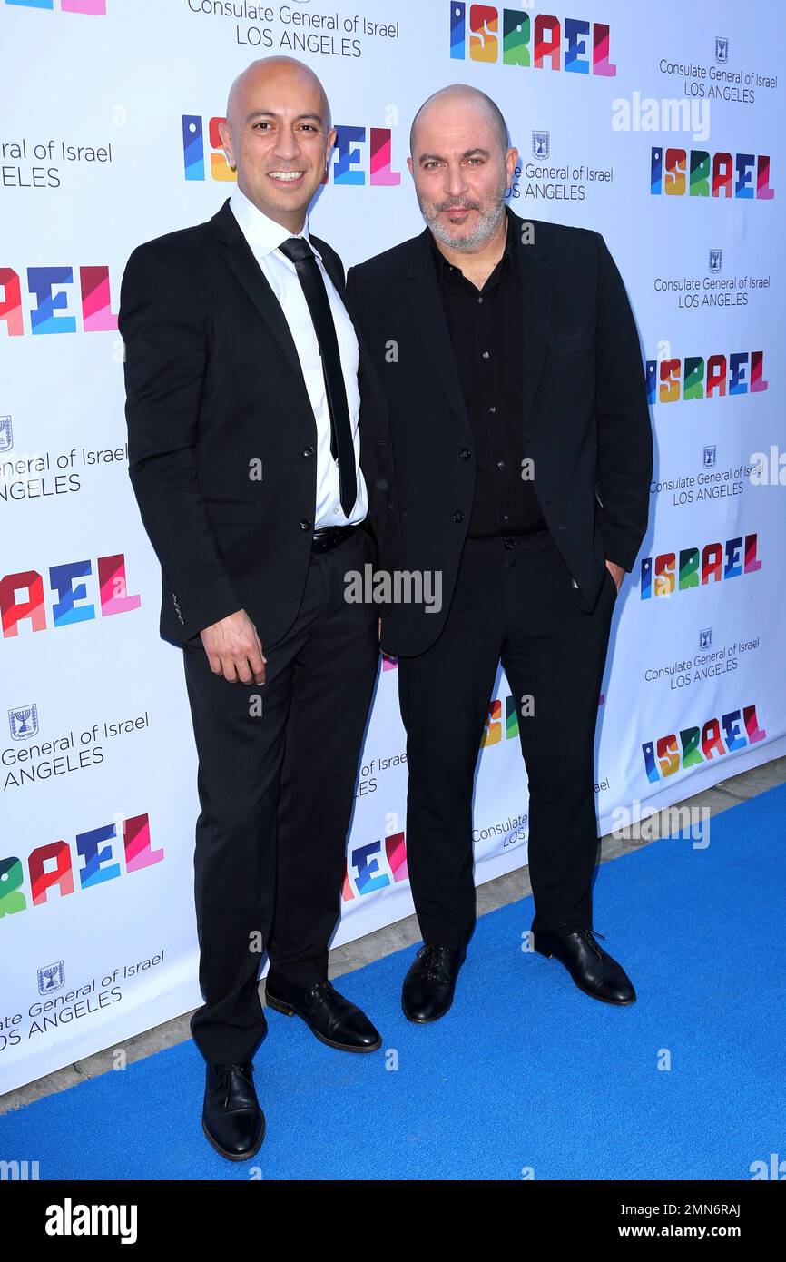 Avi Issacharoff, left, and Lior Raz arrive at the Israeli Consulate in