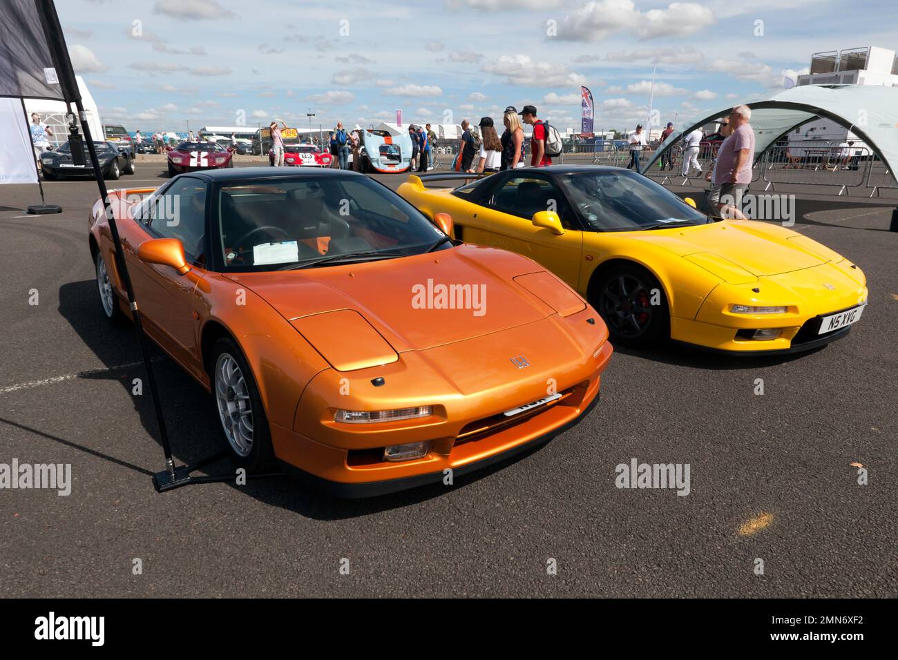 Three-Quarter Front View of a two  Honda NSX's, on display at the 2022 Silverstone Classic Stock Photo