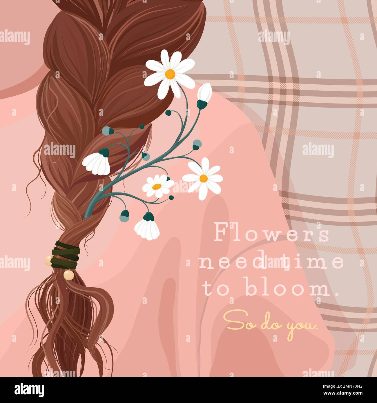 Floral Instagram post template, pink feminine illustration with