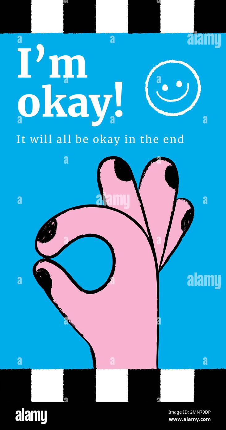 I’m okay Instagram story template, hand gesture doodle vector Stock ...