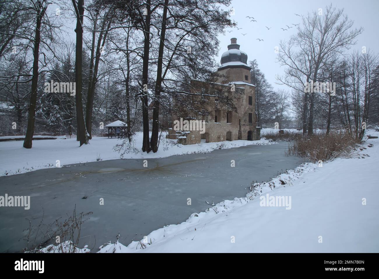 Geilsdorf castle ruin in winter Stock Photo