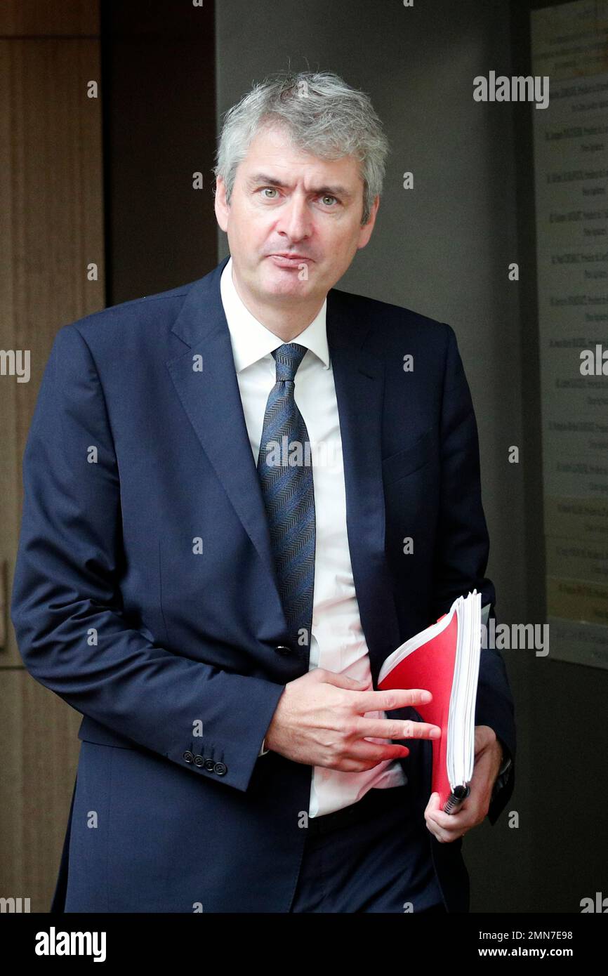 Lactalis CEO Emmanuel Besnier arrives for a hearing about contaminated