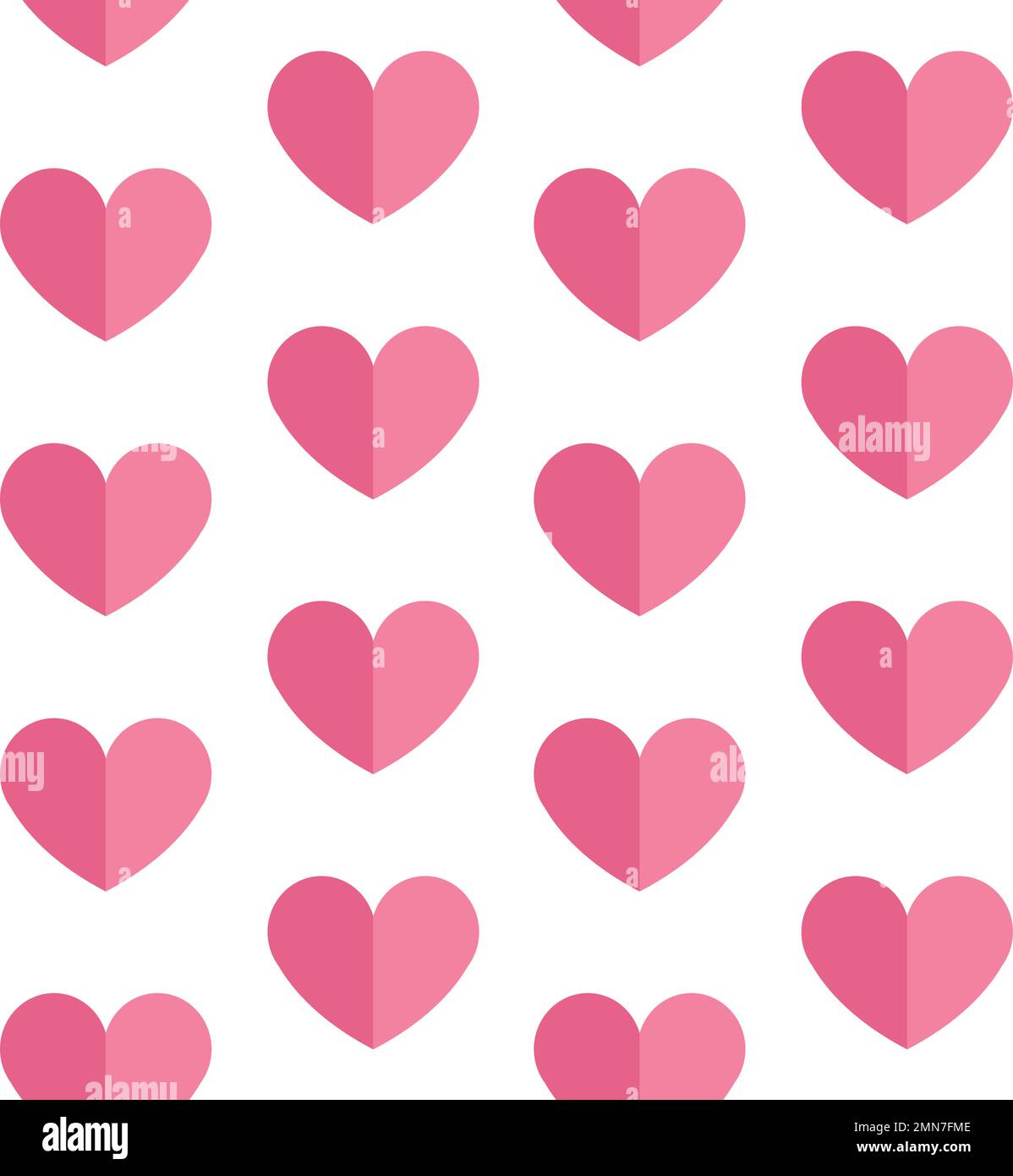 Vector seamless pattern of pink flat heart isolated on white background ...