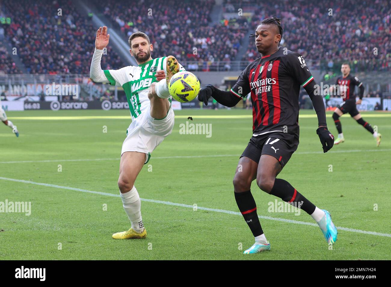 Italy Milan Jan 29 2023 Domenico Berardi Sassuolo Striker Fights italy-milan-jan-29-2023-domenico-berardi-sassuolo-striker-fights