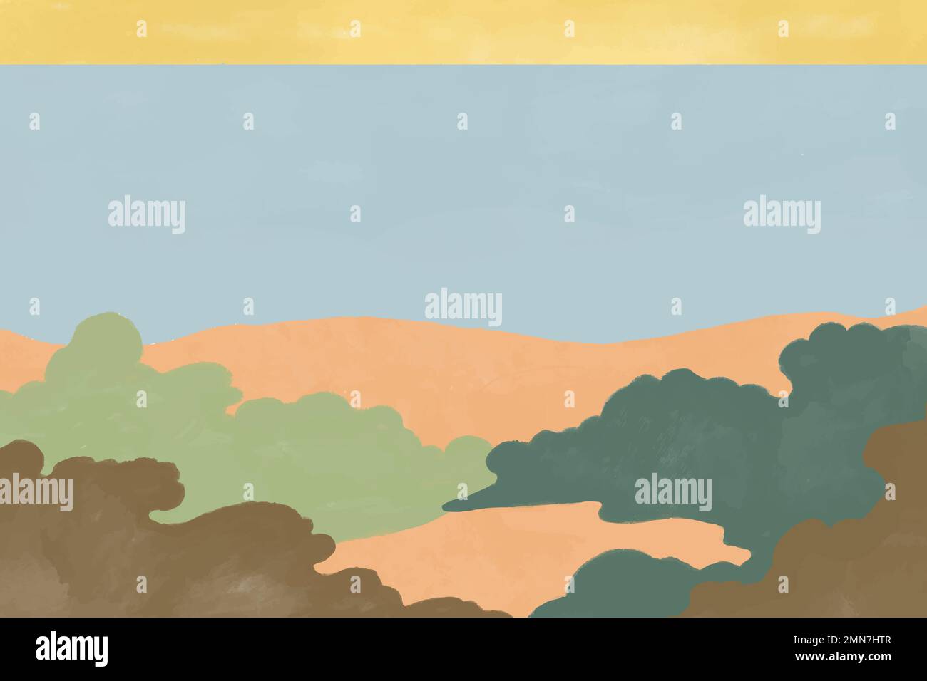 Seaside view watercolor nature background vector Stock Vector