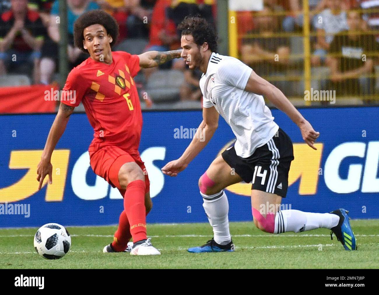 Belgium's Axel Witsel battles for control with Egypt's Ramadan Sobhi ...