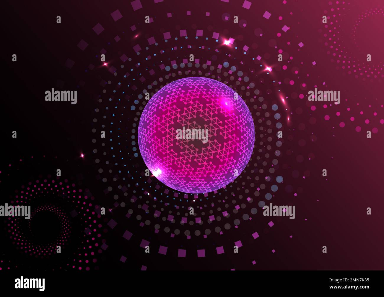 Abstract ball circle global planet science digital network communication technology background wallpaper backdrop vector illustration Stock Vector