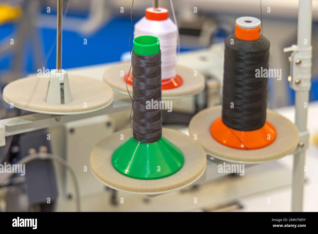 End of Spool Black Thread Yarn Sewing Machine Garment Factory Stock Photo Alamy
