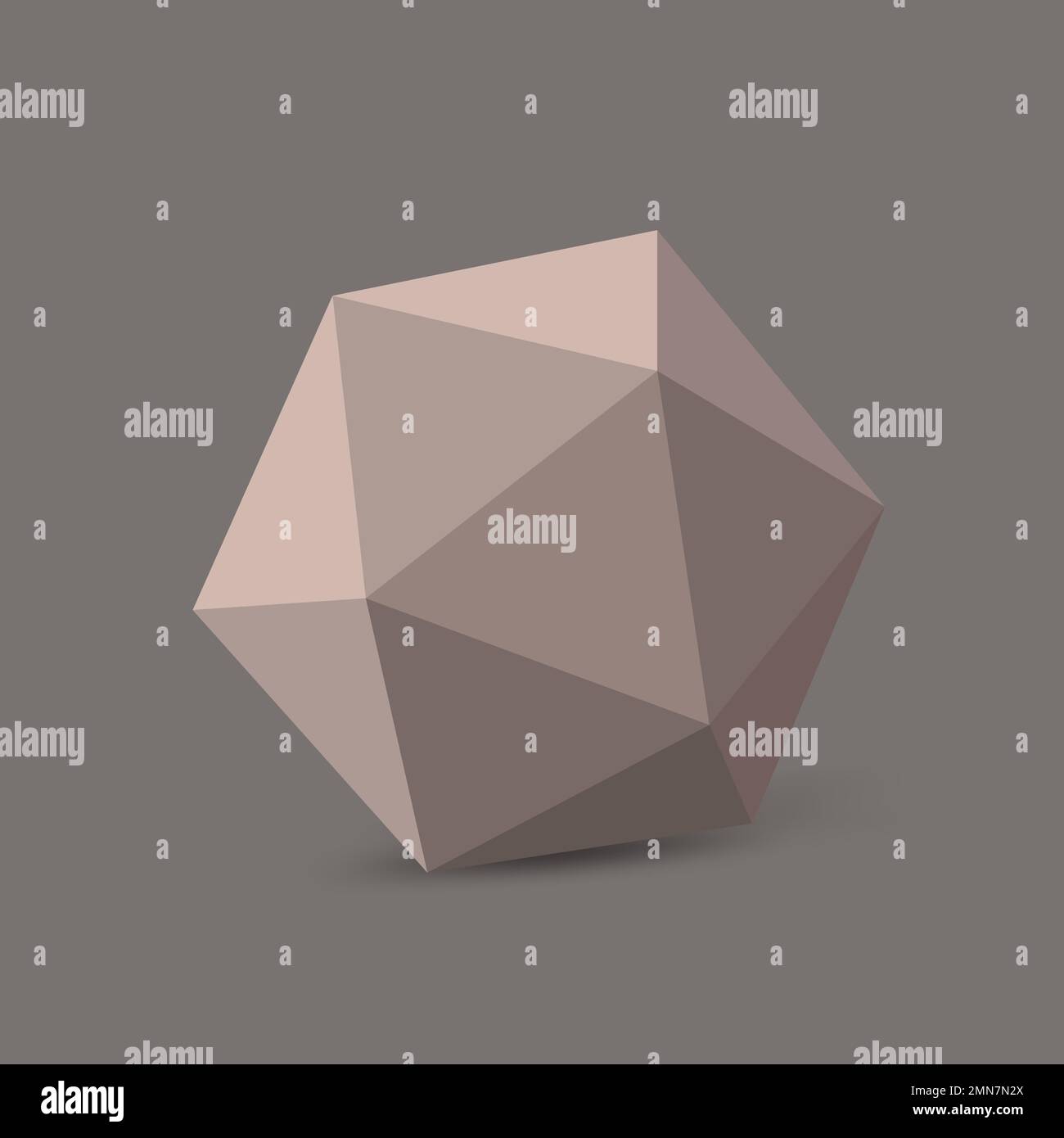 Pink icosahedron shape, 3D rendering geometric element vector Stock ...