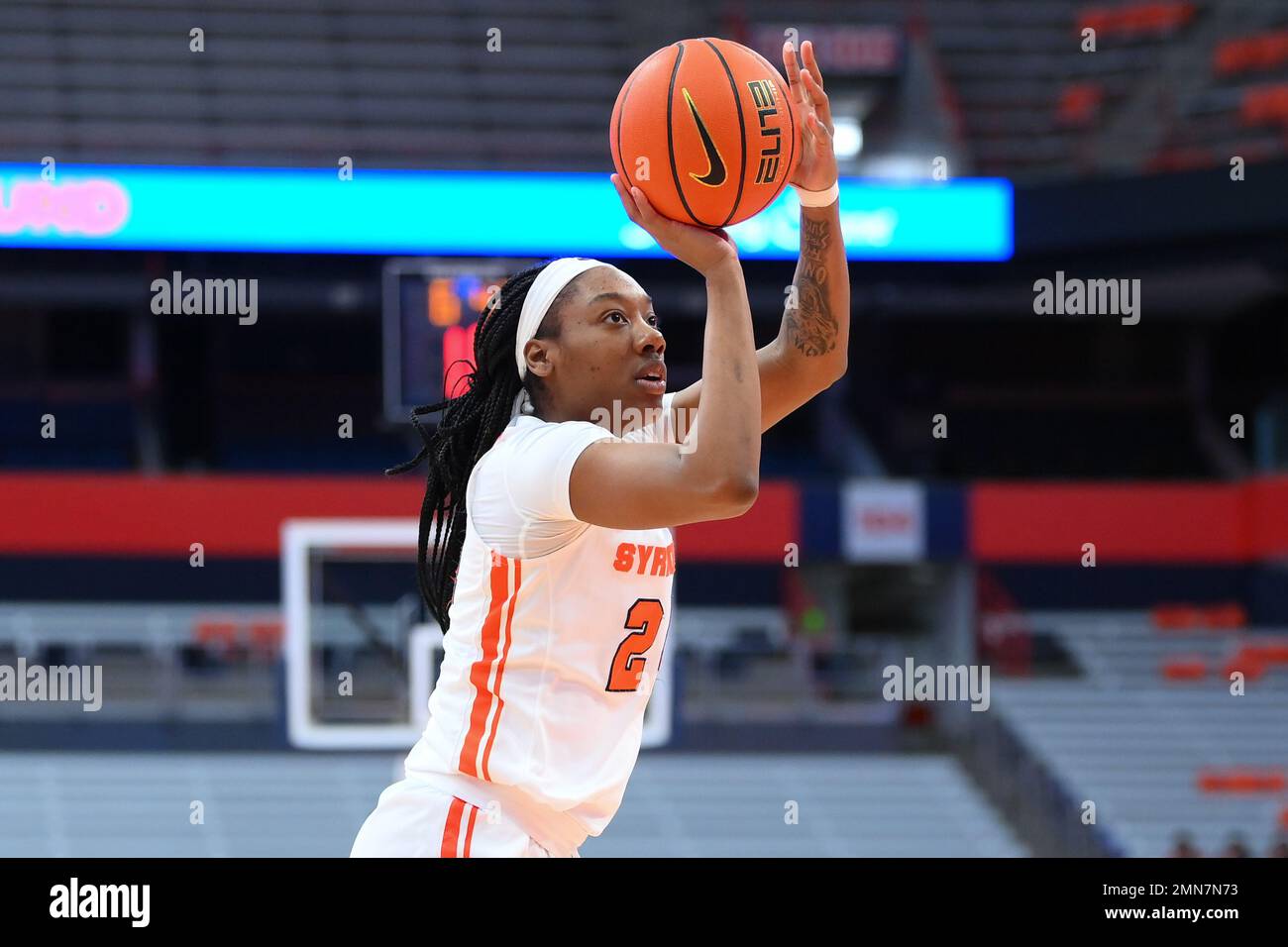 January 29, 2023: Syracuse Orange forward Dariauna Lewis (24) shoots the ball against the Louisville Cardinals during the first half of an NCAA Women's basketball game on Sunday Jan. 29, 2023 at the JMA Wireless Dome in Syracuse, New York. Rich Barnes/CSM Stock Photo