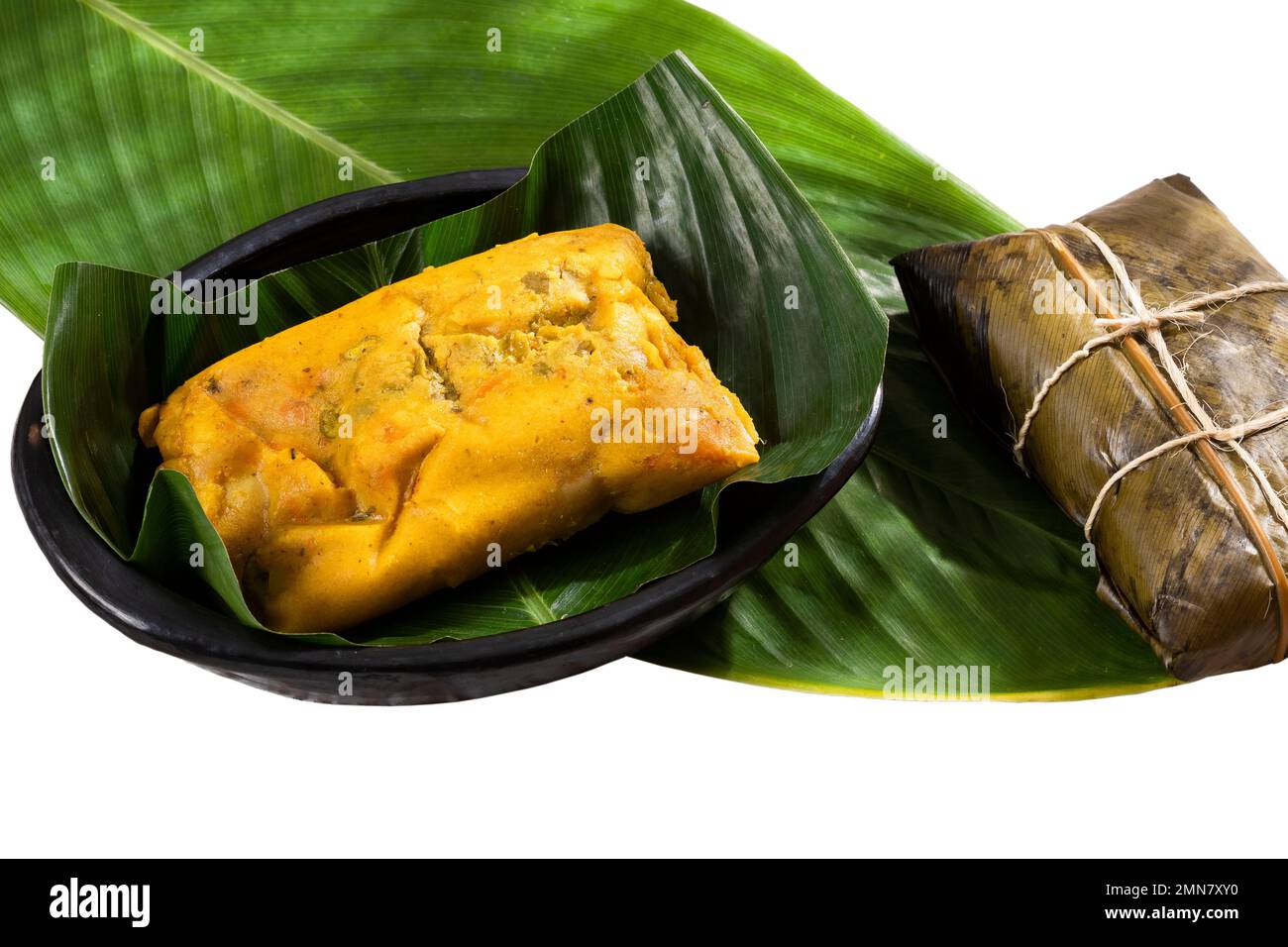 Tamale Typical Colombian Food Wrapped In Banana Leaves Stock Photo Alamy