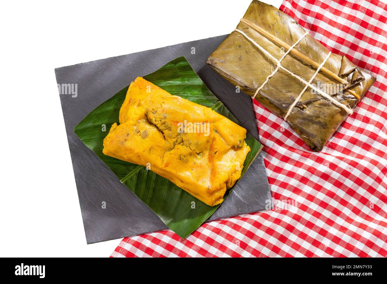 Tamale Typical Colombian Food Wrapped In Banana Leaves Stock Photo Alamy