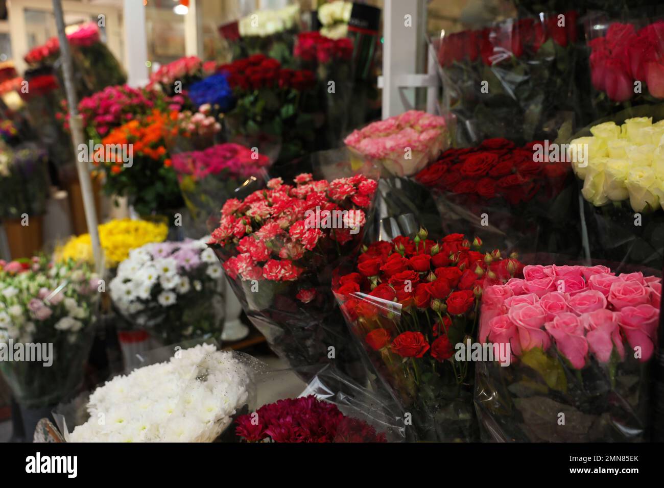 Assortment of beautiful flowers at wholesale market Stock Photo Alamy