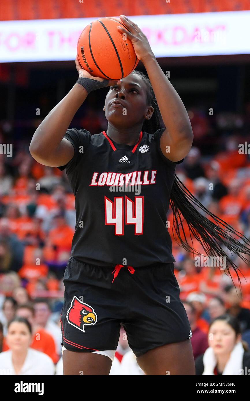 January 29, 2023: Louisville Cardinals forward Olivia Cochran (44) shoots the ball against the Syracuse Orange during the second half of an NCAA WomenÕs basketball game on Sunday Jan. 29, 2023 at the JMA Wireless Dome in Syracuse, New York. Louisville won 79-67. Rich Barnes/CSM Stock Photo