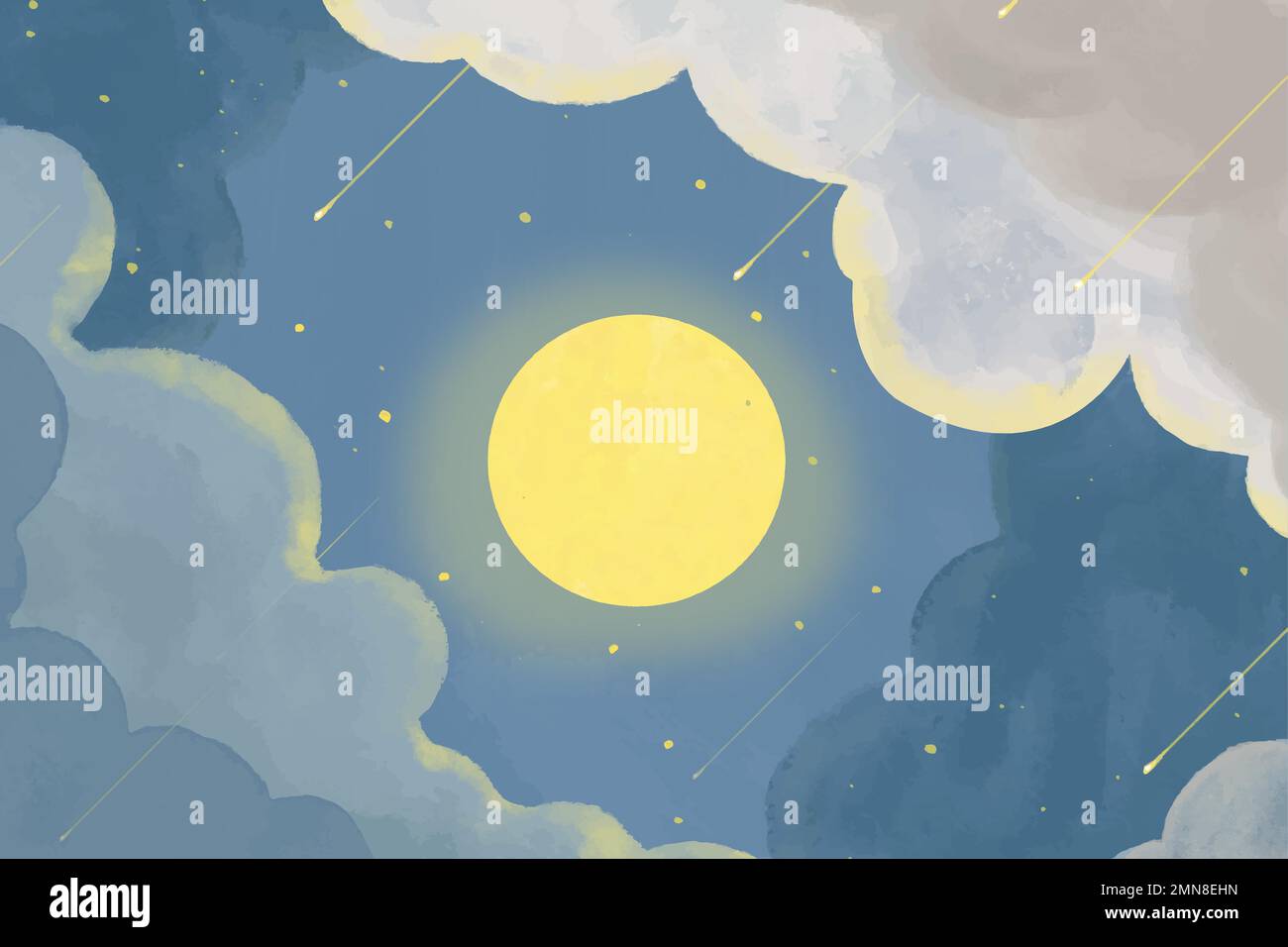 Cloudy night sky aesthetic nature background vector Stock Vector