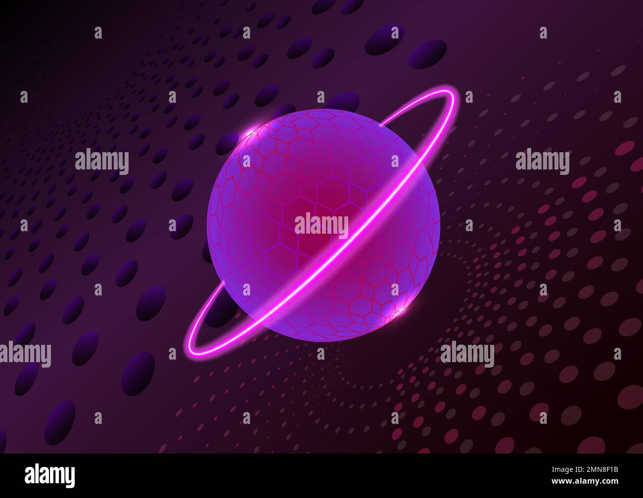 Abstract violet round global star planet science light network communication technology background vector illustration Stock Vector