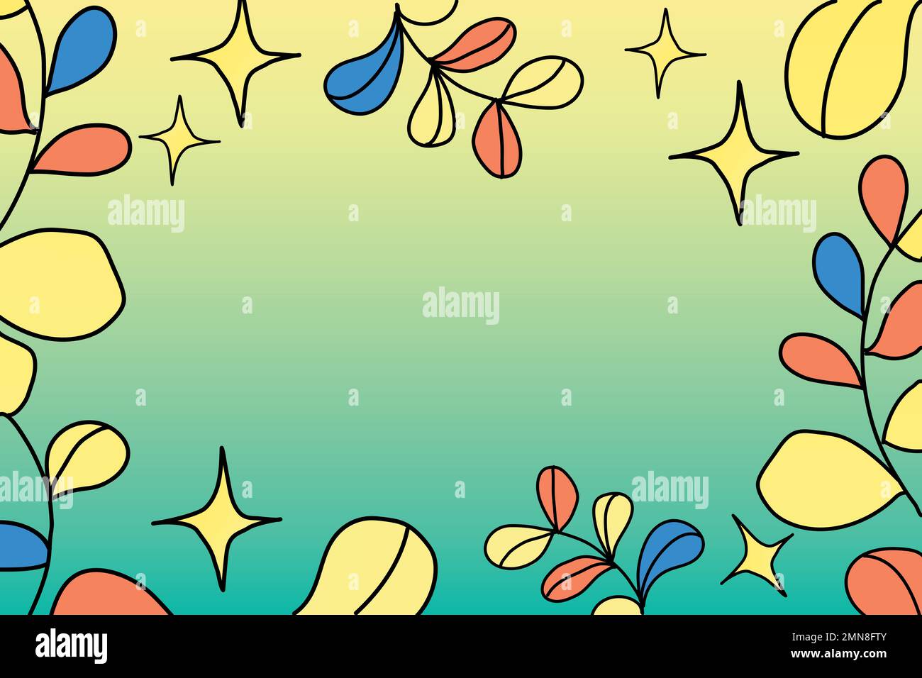 Botanical frame, colorful leaves illustration vector Stock Vector
