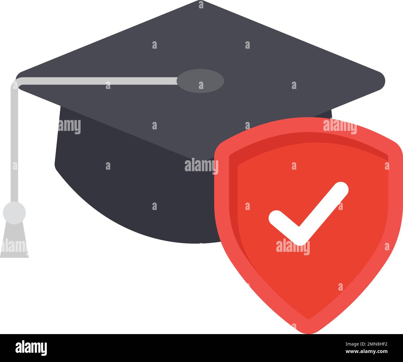 Education Insurance Concept, Academic cap with shield Vector Icon