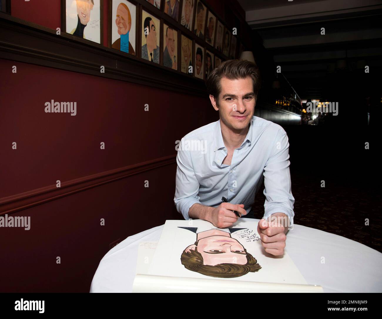 Andrew Garfield attends his caricature unveiling at Sardi's restaurant
