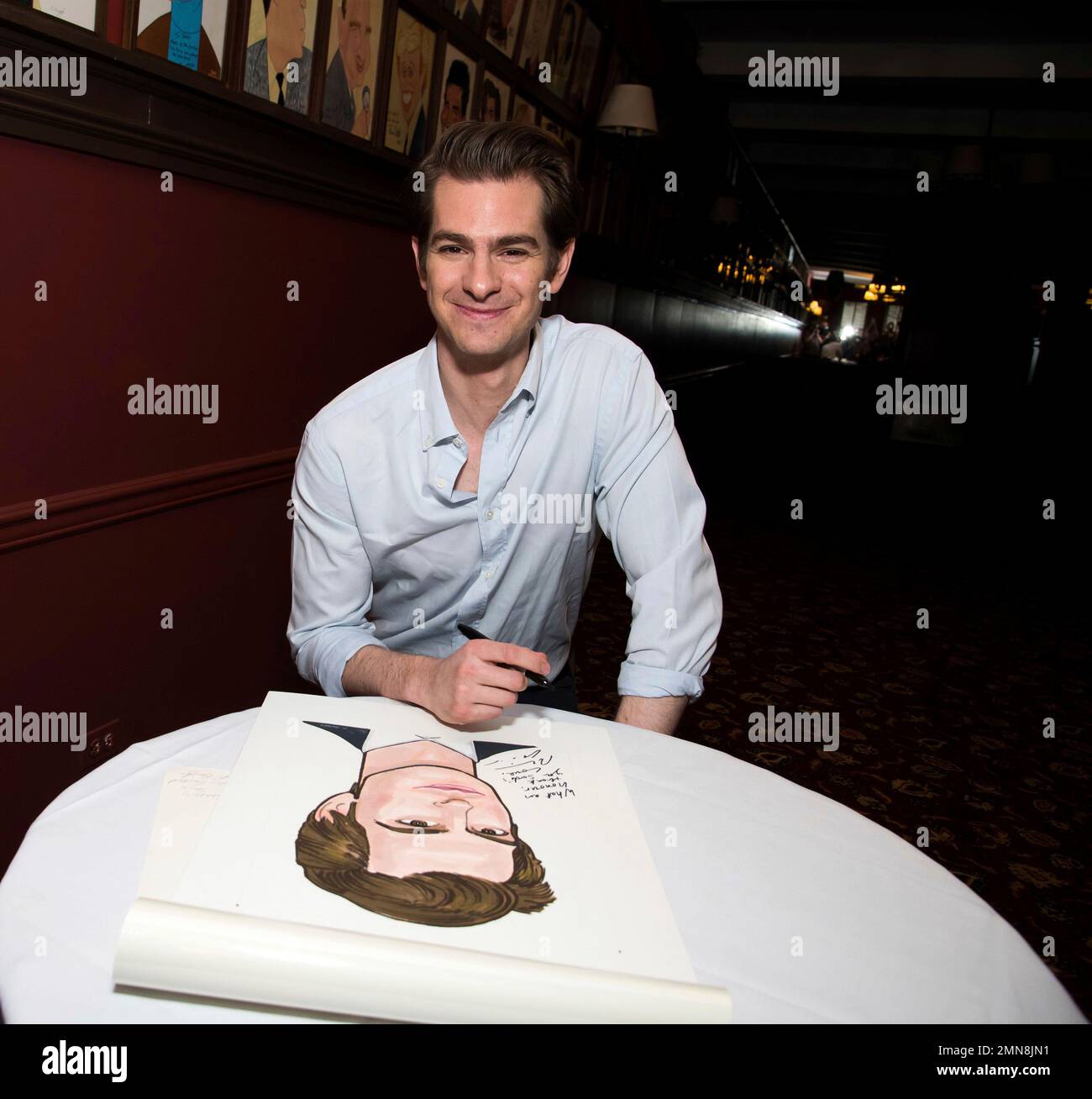 Andrew Garfield attends his caricature unveiling at Sardi's restaurant