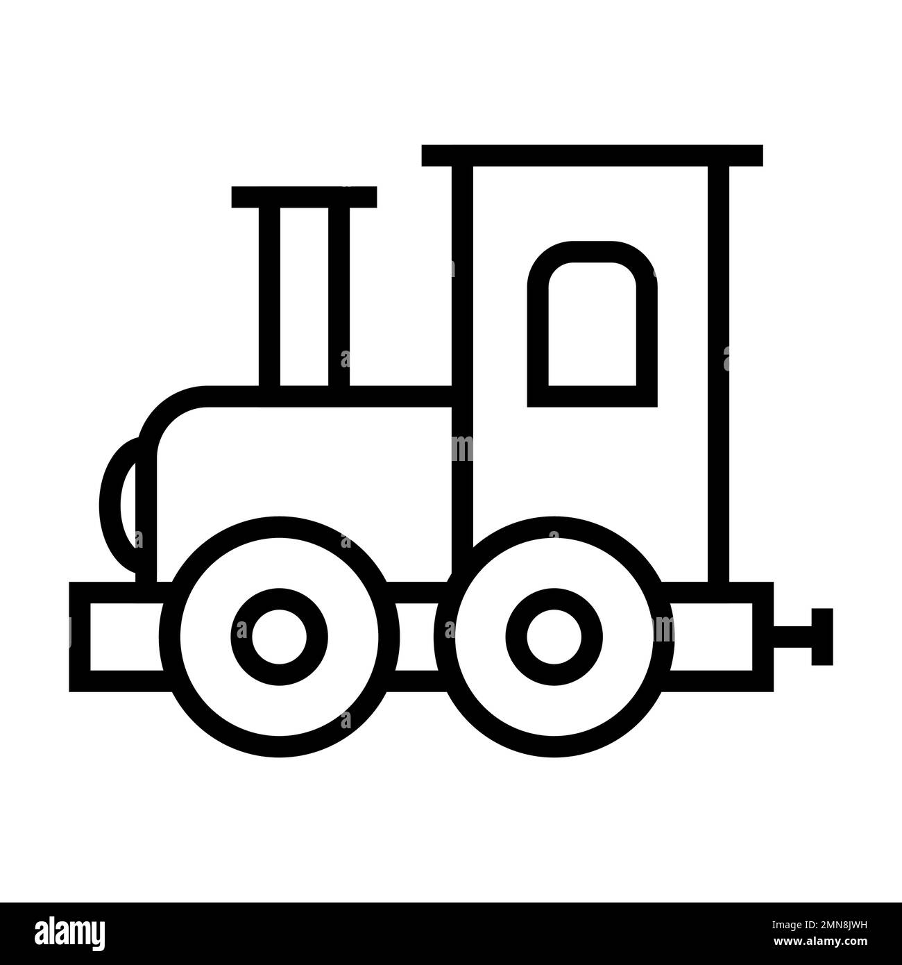 Toy train icon line isolated on white background. Black flat thin icon ...