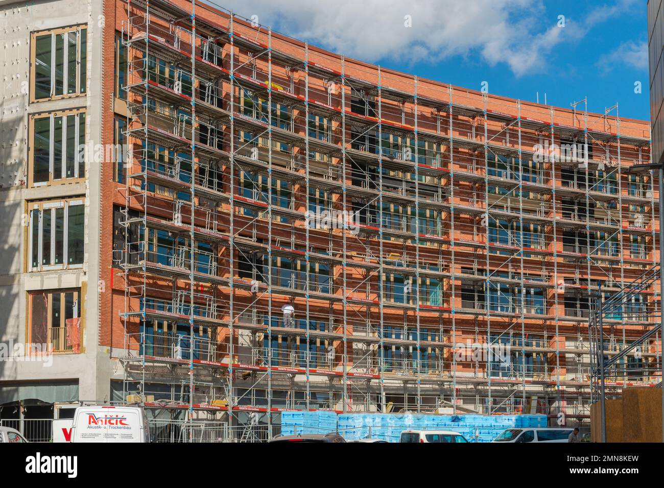 Thermal insulation at a multistorey building, Stuttgart, Baden-Württemberg, Central Europe Stock Photo