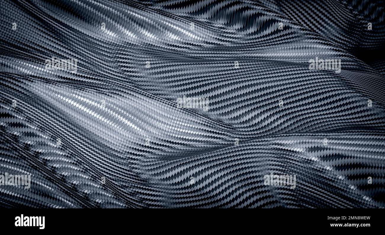 wave background in carbon fibre texture. 3d render Stock Photo