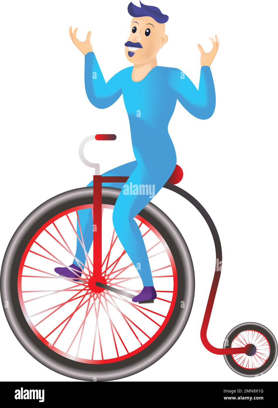 Cycling Entertainer Vector Icon Design, Circus characters Symbol, Carnival performer Sign, Festival troupe Stock, Retro Front Big Wheel Bicycle Stock Vector