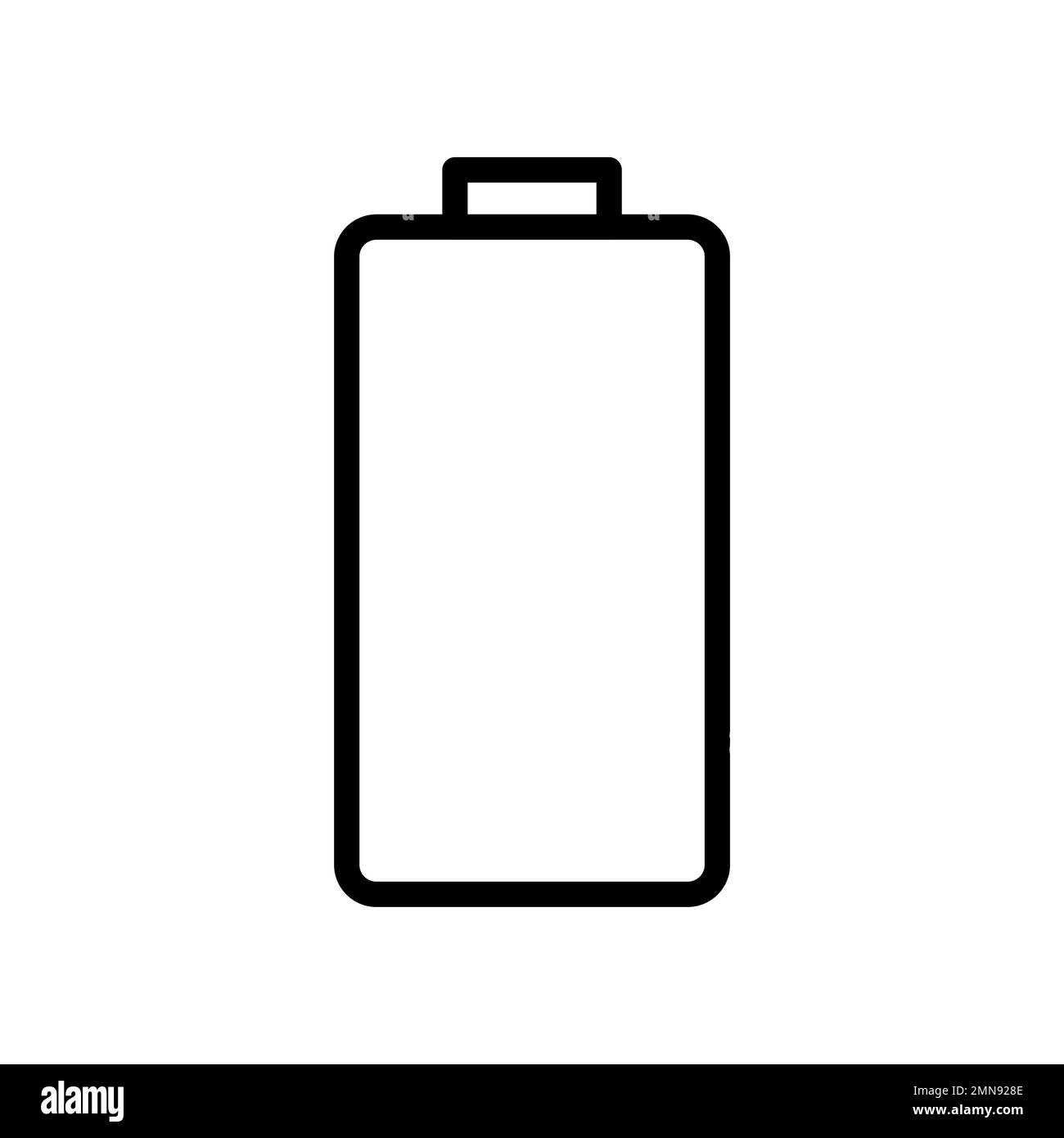 Empty battery icon line isolated on white background. Black flat thin ...