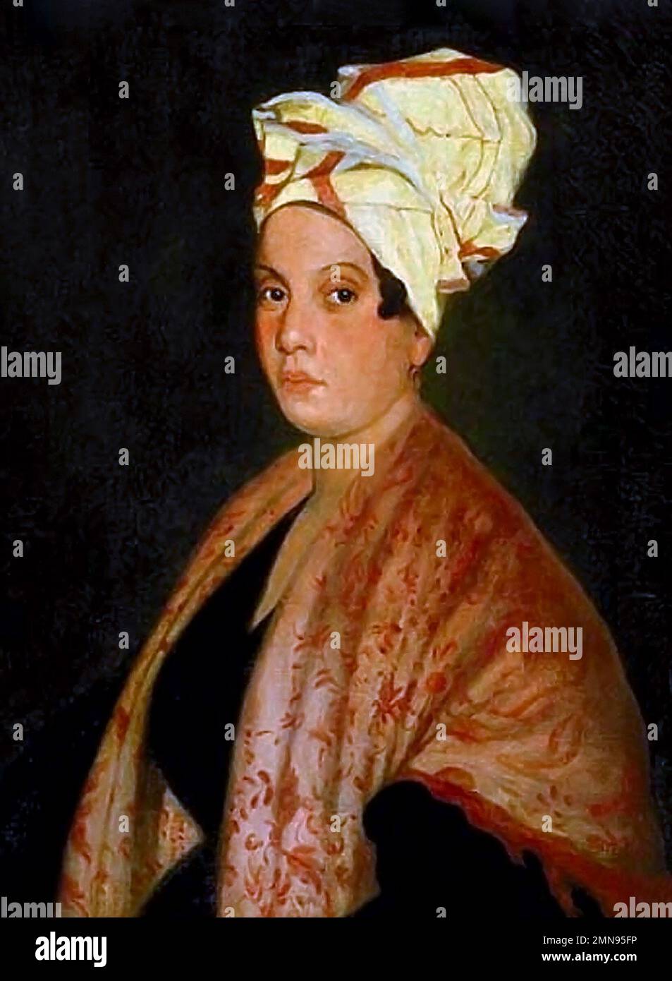 Marie Laveau. Portrait of the voodoo practitioner, Marie Catherine Laveau (1801-1881) based on an 1835 painting by George Catlin. Stock Photo