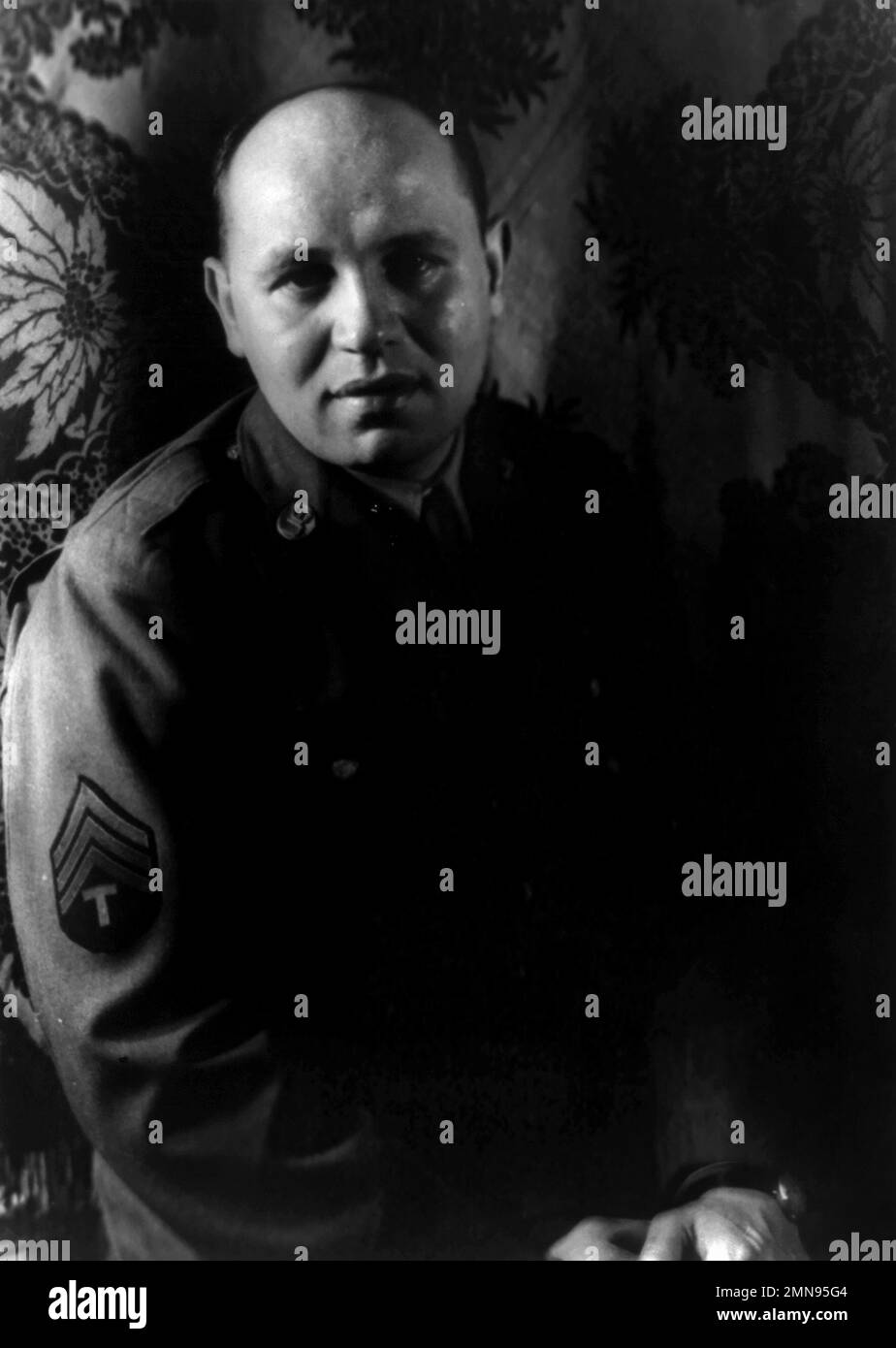 Romare Bearden. Portrait of the American artist, author and songwriter Romare Bearden (1911-1988) in army uniform, photo by Carl van Vechten, 1944 Stock Photo