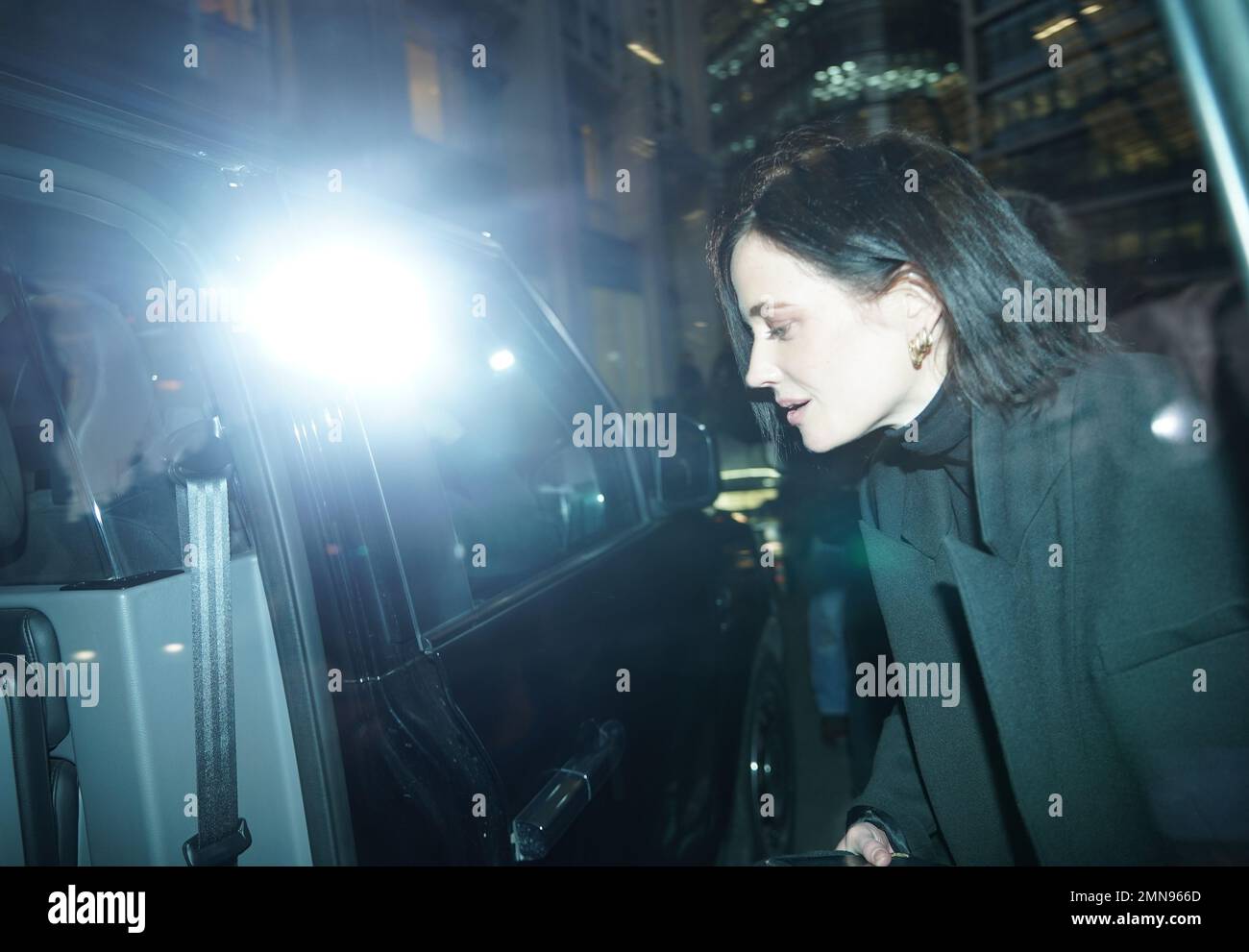 Eva Green leaves the Rolls Building, London, during her High Court legal action over payment for a shuttered film project. The actress is suing production company White Lantern Films over the shuttered British film project A Patriot. Picture date: Monday January 30, 2023. Stock Photo