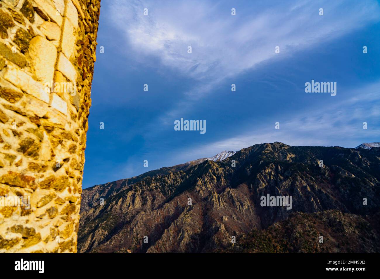 Tour de Goa, signal tower in the Pyrenees, near the Canigou mountain. Pyrenees Orientales, France Stock Photo