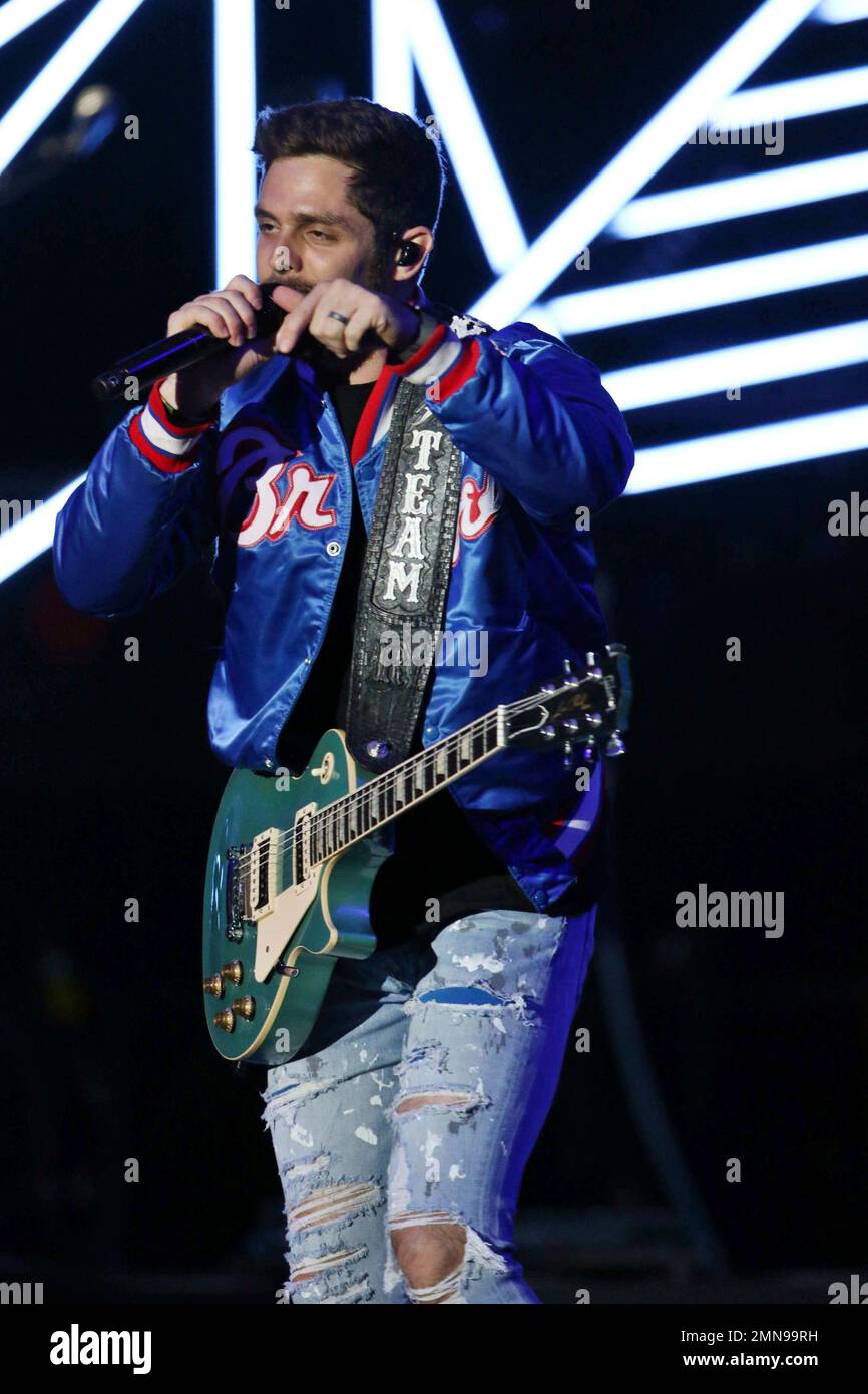 Thomas Rhett performs during the Trip Around The Sun Tour at Mercedes ...