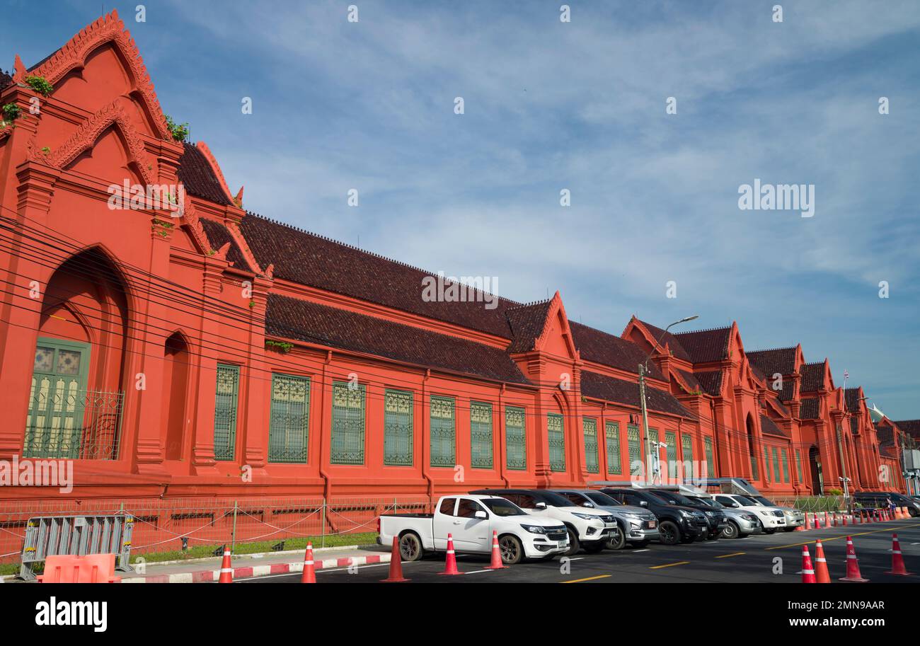 Bangkok, Thailand. December 9,2022.  Beautiful Thawornwatthu Building.Famous old library on Na Phra Tat Road. Bangkok's most visited tourist buildings Stock Photo