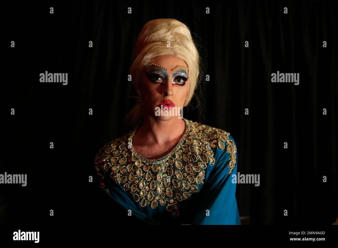 In this picture taken Sunday, May 13, 2018, Drag queen Emma Gration