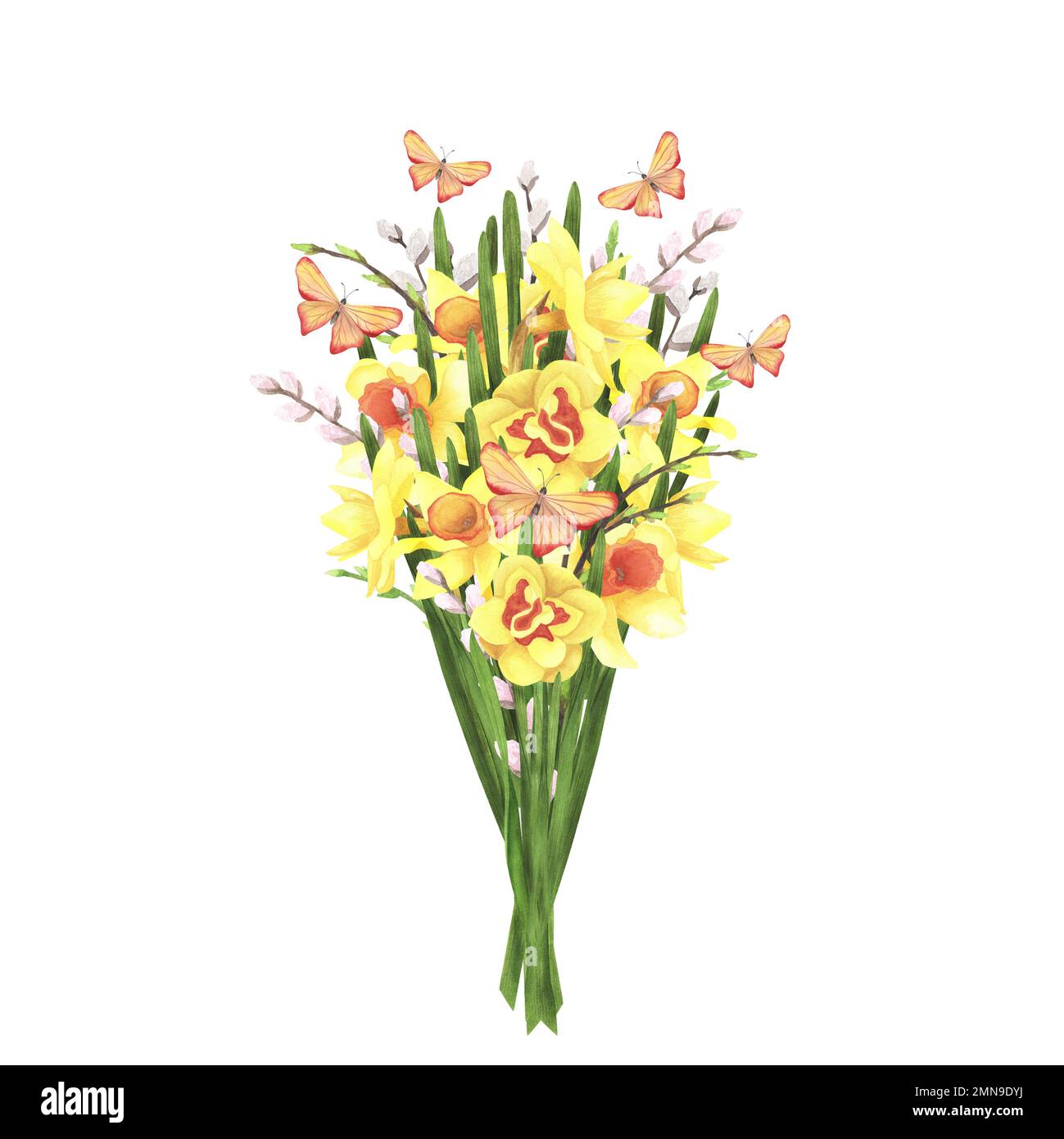 Hand drawn bouquet flowers lily hi-res stock photography and images - Alamy