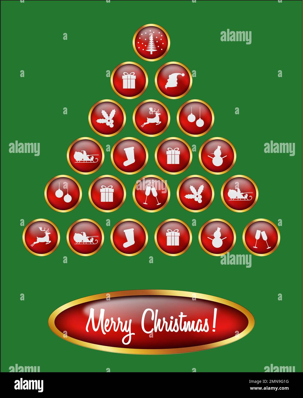 Christmas buttons forming a Christmas tree Stock Photo