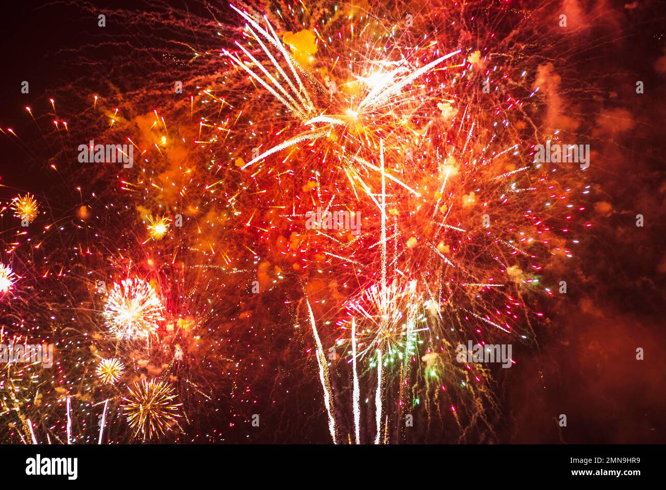 Shot of a firework in the night sky Stock Photo