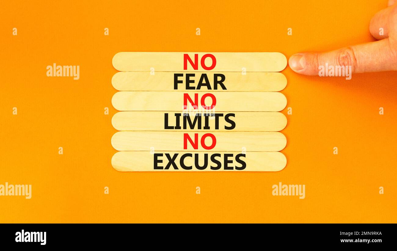 No Fear Limits Excuses Symbol Concept Words No Fear No Limits No