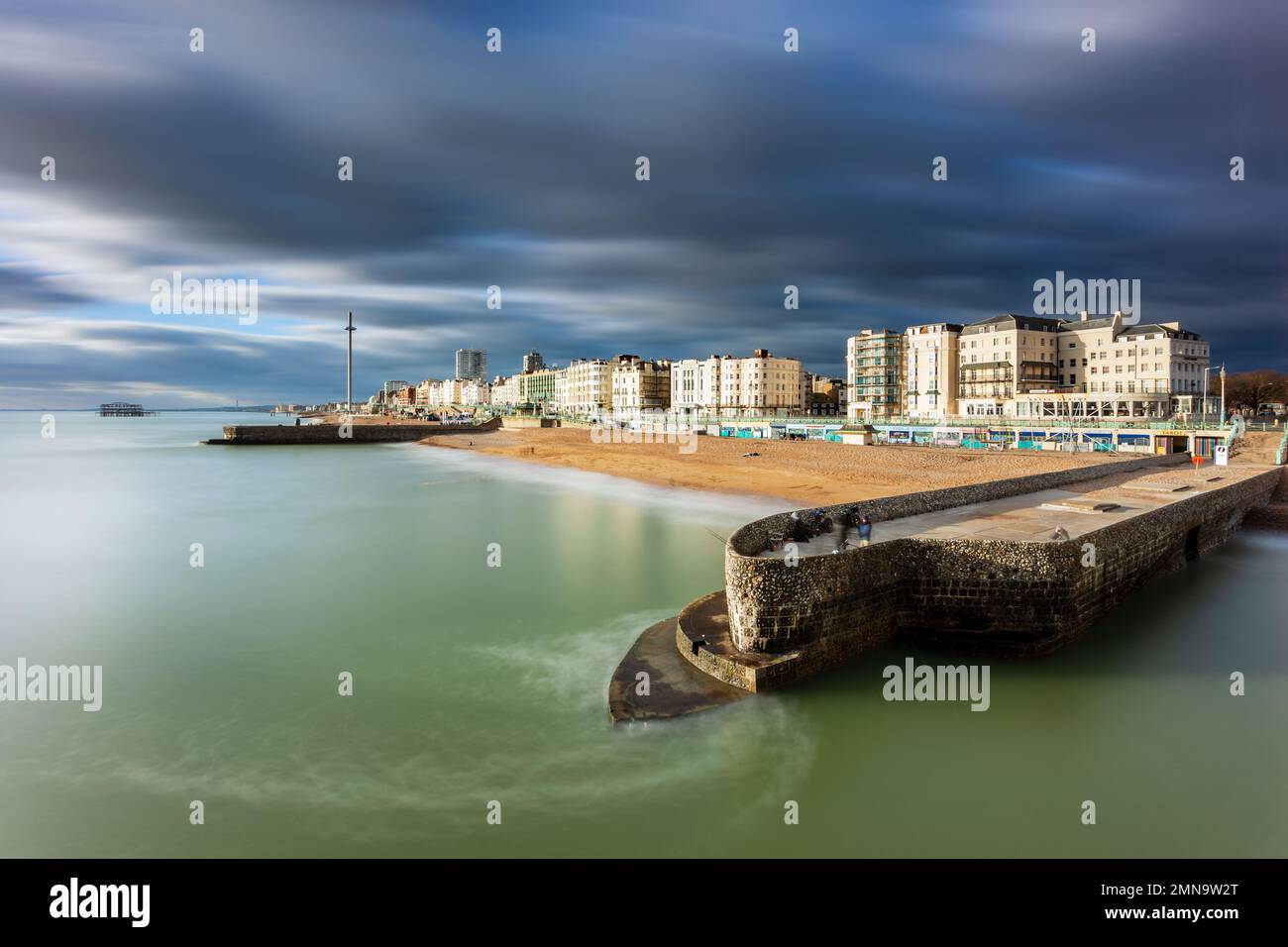 Ominous clouds gathering over Brighton seafront, East Sussex, England. Stock Photo