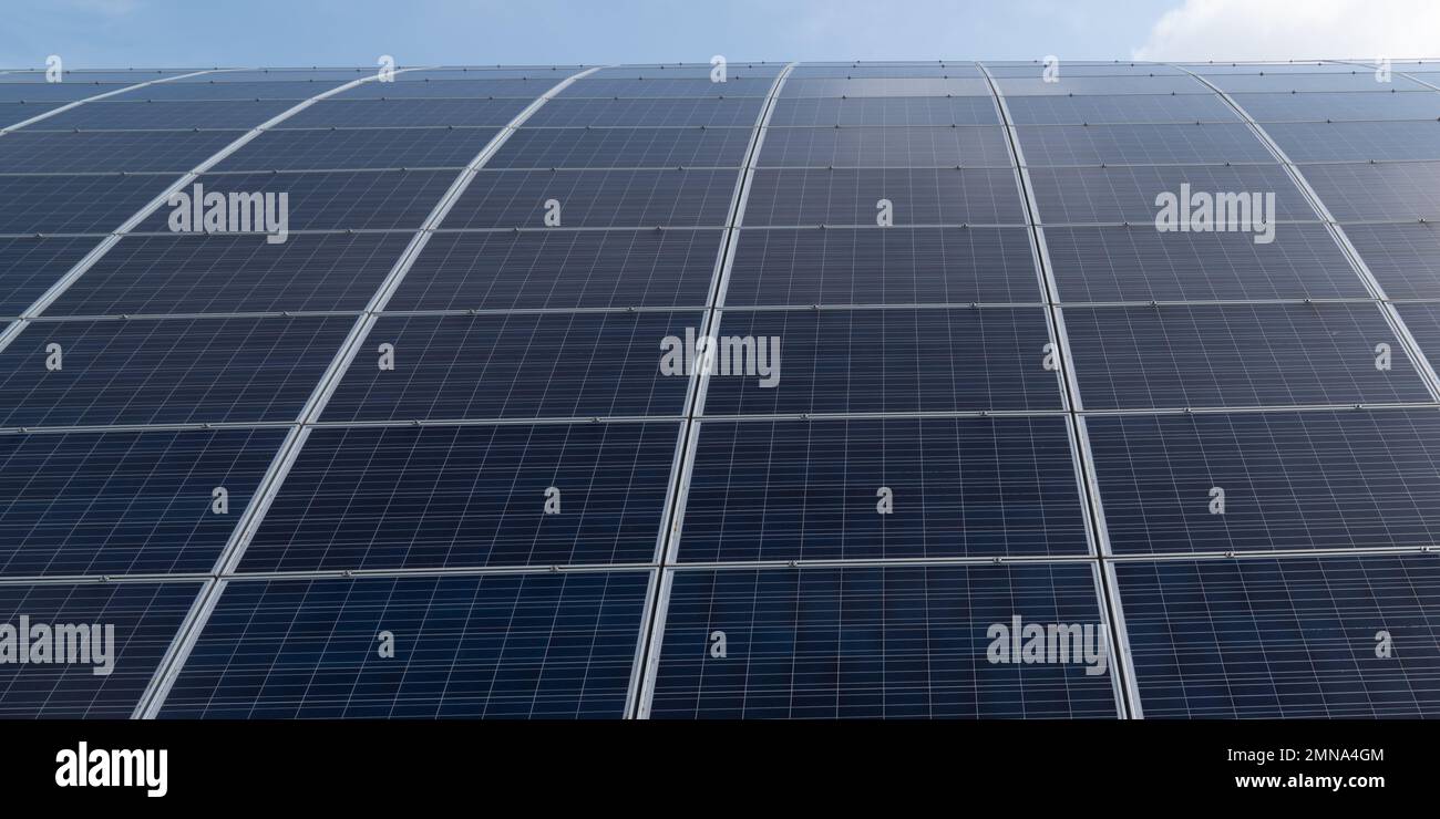 round modern solar panels in sunlight Stock Photo - Alamy