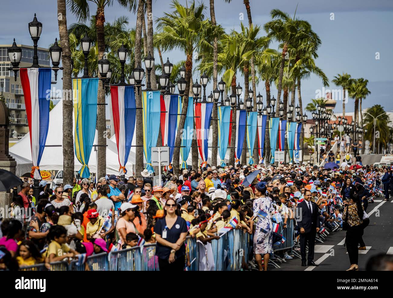 ARUBA The public along the side on the first day of the visit of King WillemAlexander, Queen