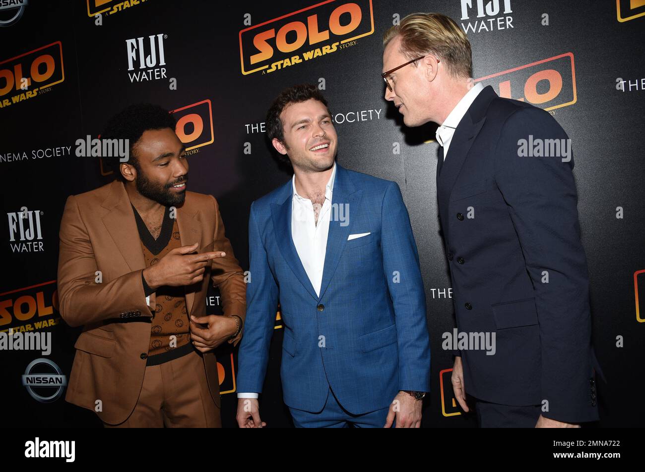 Donald Glover, from left, Alden Ehrenreich and Paul Bettany attend a